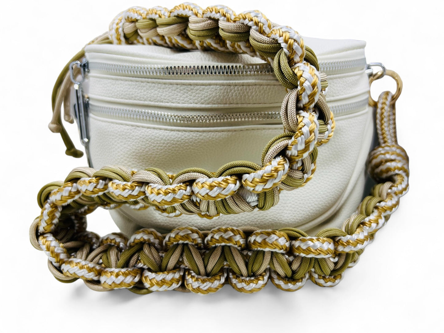 30" Gold/White/Khaki Paracord Purse Strap