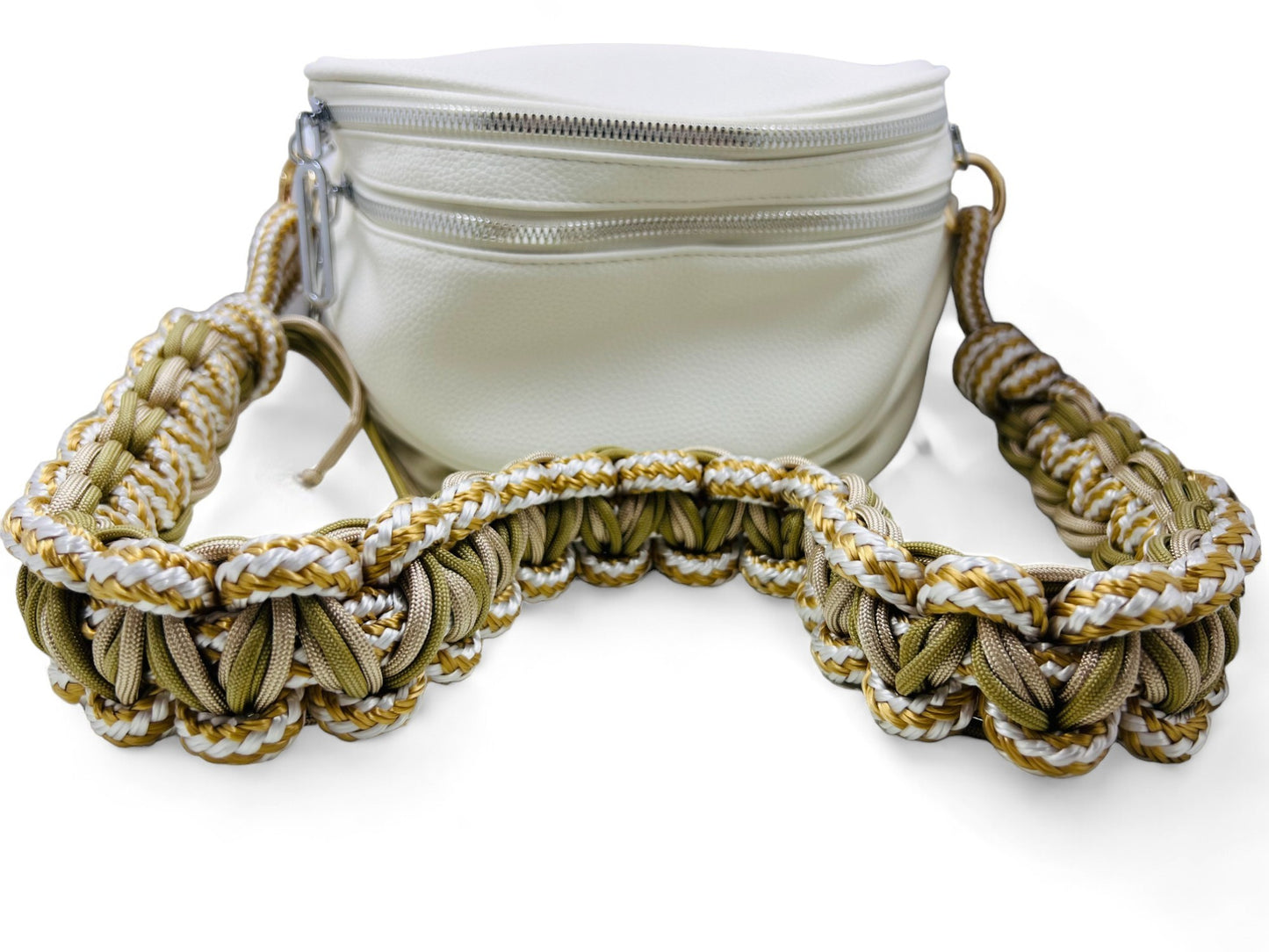 30" Gold/White/Khaki Paracord Purse Strap